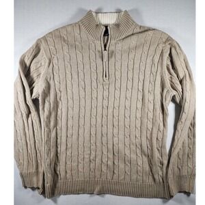 Daniel Cremieux Classics Mens 2XT Chunky Cable Knit 1/4 Zip Grandpacore Sweater‎